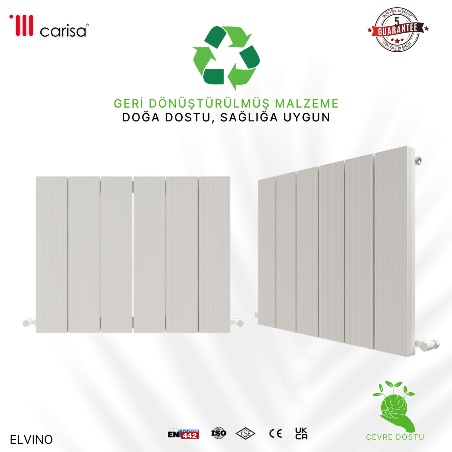 Carisa Elvino Alüminyum Radyatör Beyaz Standart Bağlantı