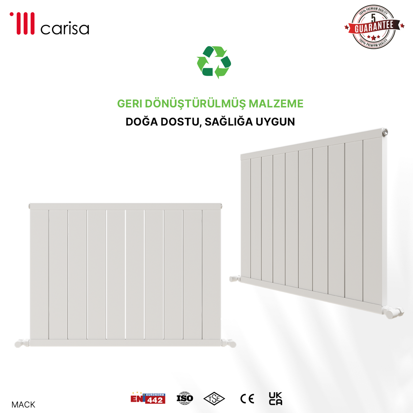 Carisa Mack Yatay Alüminyum Radyatör Modern Tasarım Beyaz