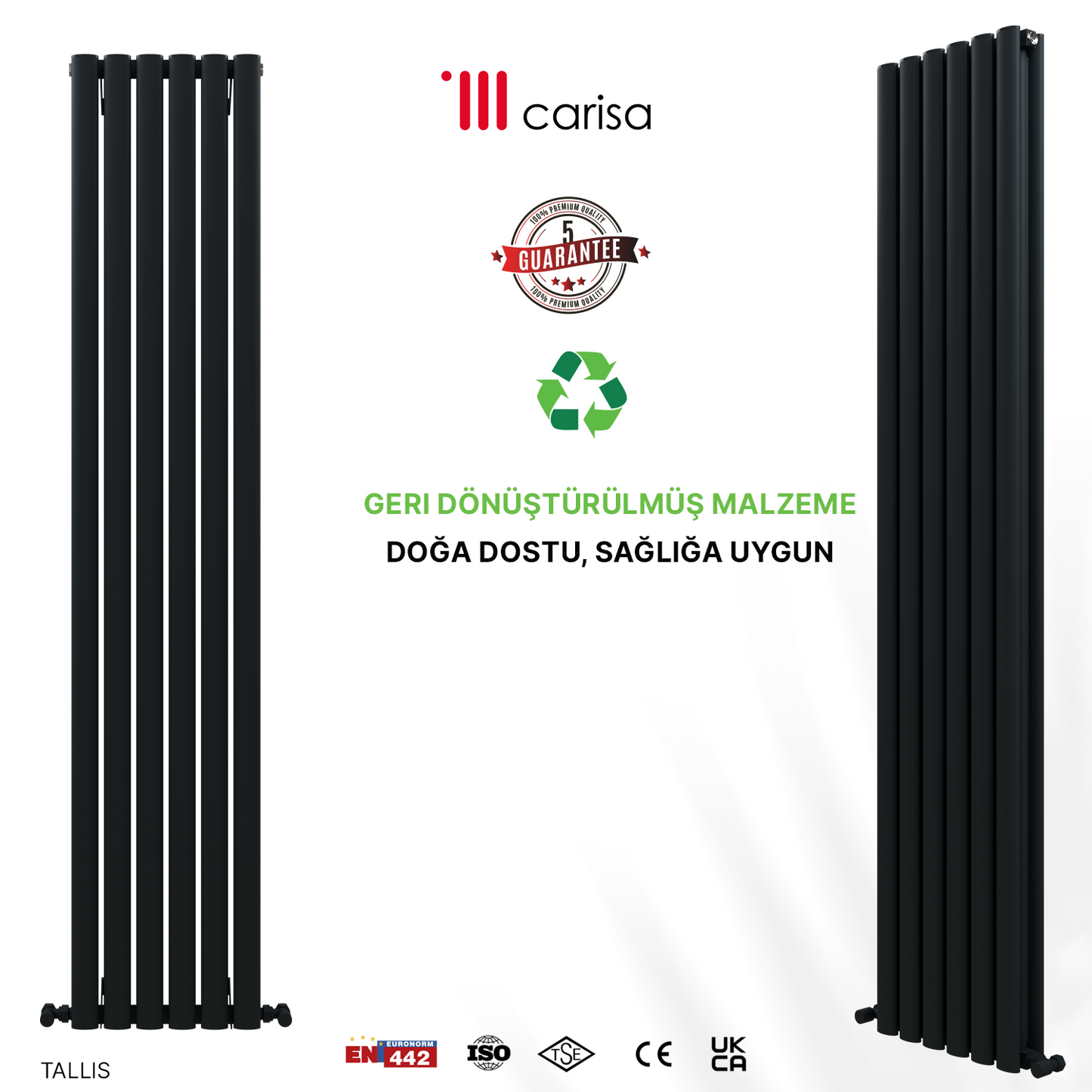 Carisa Tallis Double Alüminyum Radyatör Antrasit Standart Bağlantı