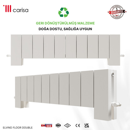 Carisa Elvino Floor Yatay Alüminyum Radyatör Modern Tasarım Beyaz