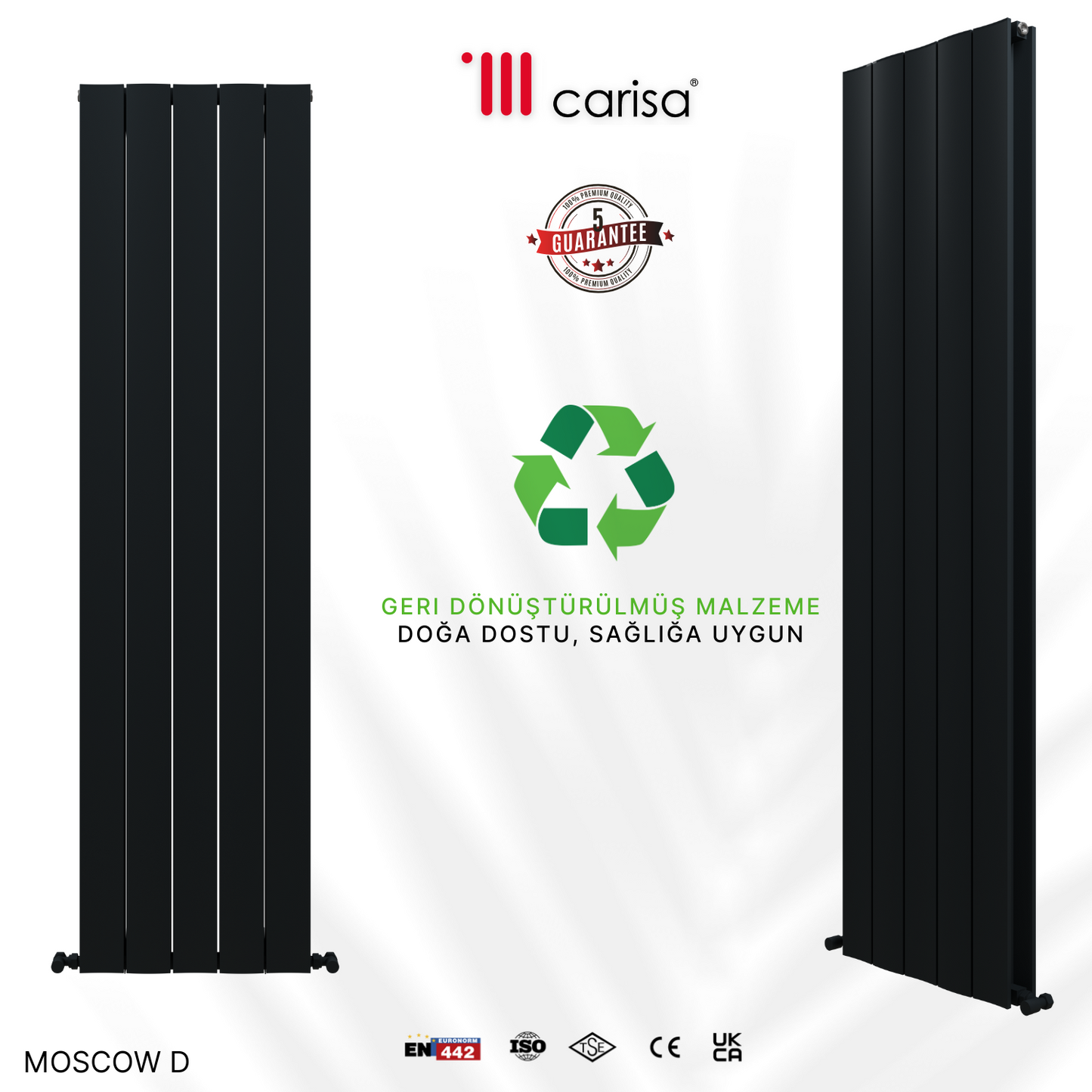 Carisa Moscow D Dikey Alüminyum Radyatör Modern Tasarım Antrasit