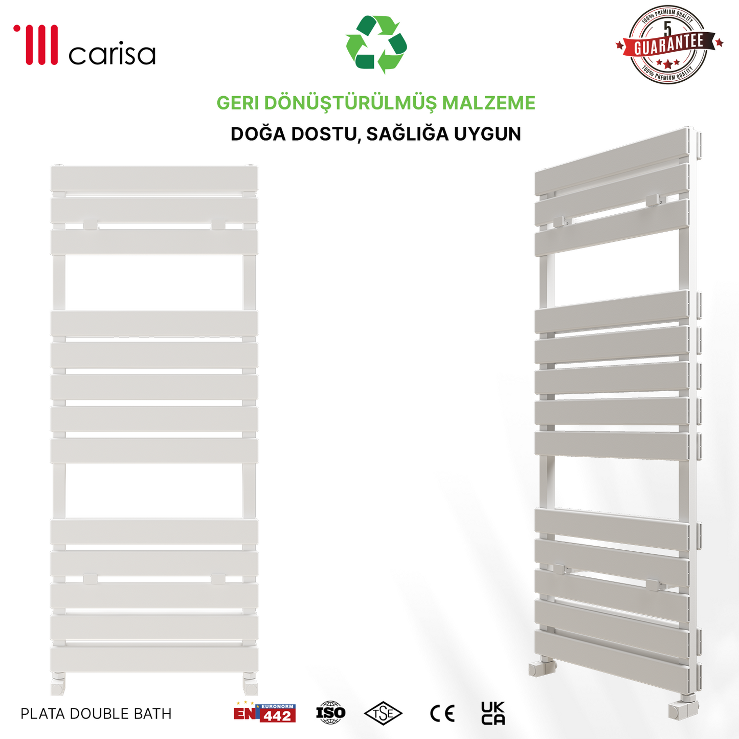 Carisa Plata Double Bath Alüminyum Havlupan Modern Tasarım Beyaz