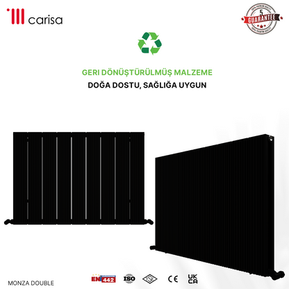 Carisa Monza Double Alüminyum Radyatör Siyah Standart Bağlantı