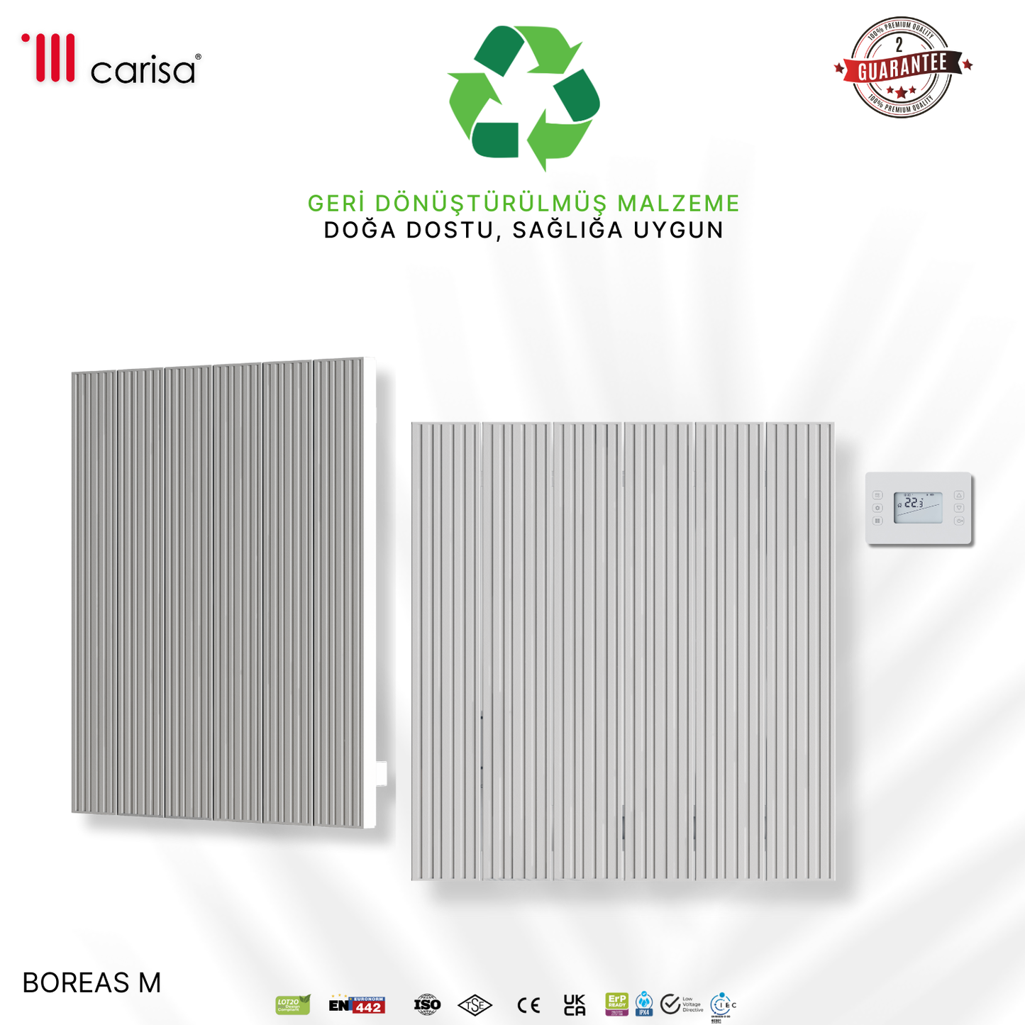 Carisa Boreas M Yatay Elektrikli Radyatör Modern Tasarım Beyaz
