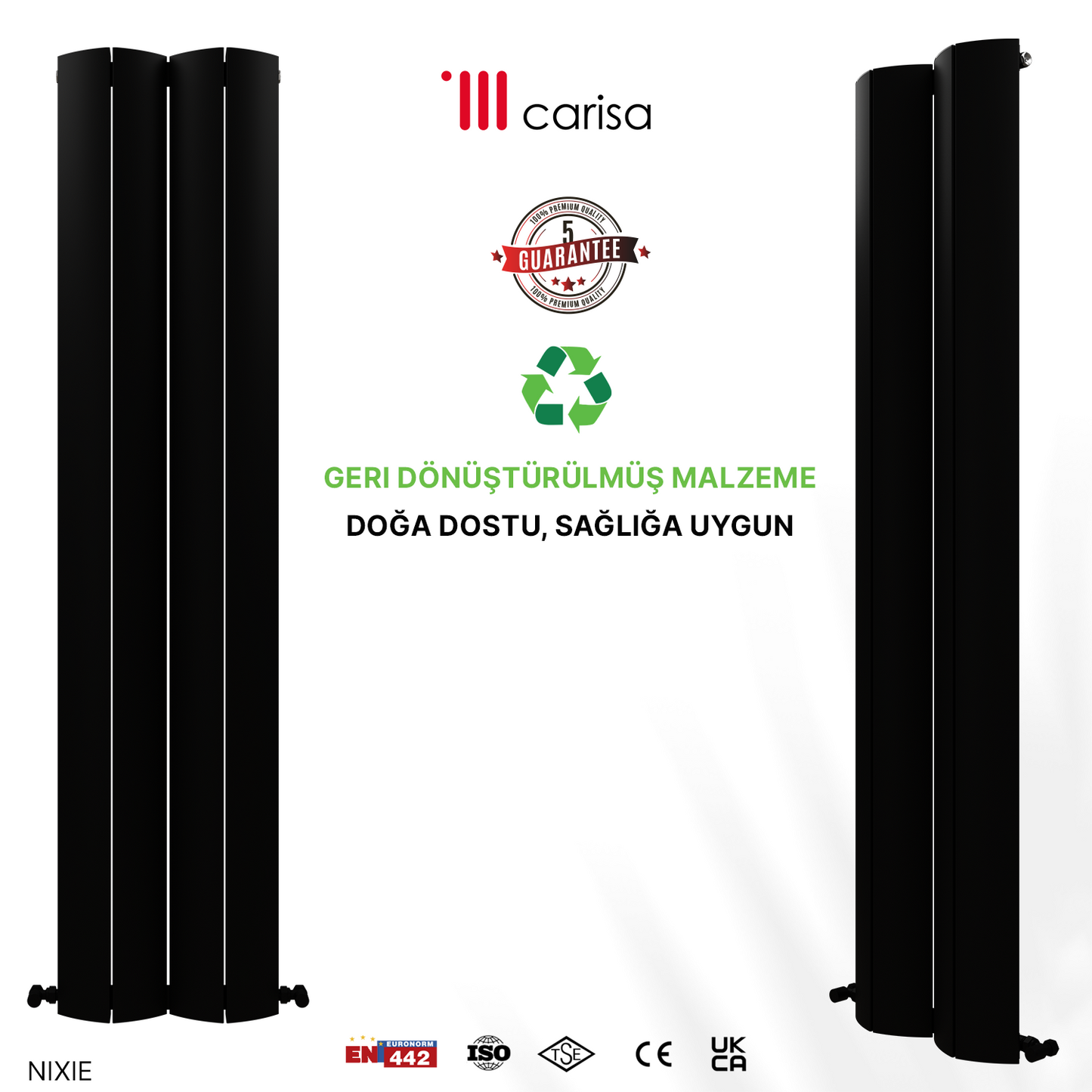 Carisa Nixie Alüminyum Radyatör Siyah Standart Bağlantı