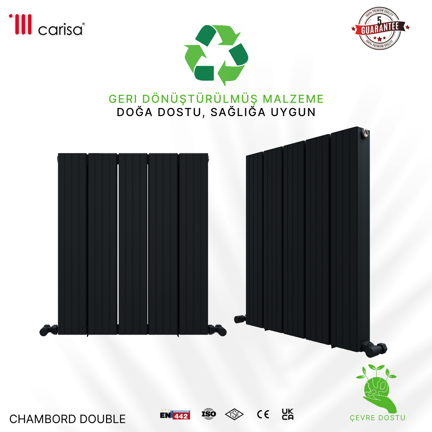 Carisa Chambord Double Yatay Alüminyum Radyatör Modern Tasarım Antrasit
