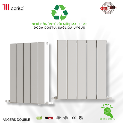 Carisa Angers Double Alüminyum Radyatör Beyaz Standart Bağlantı