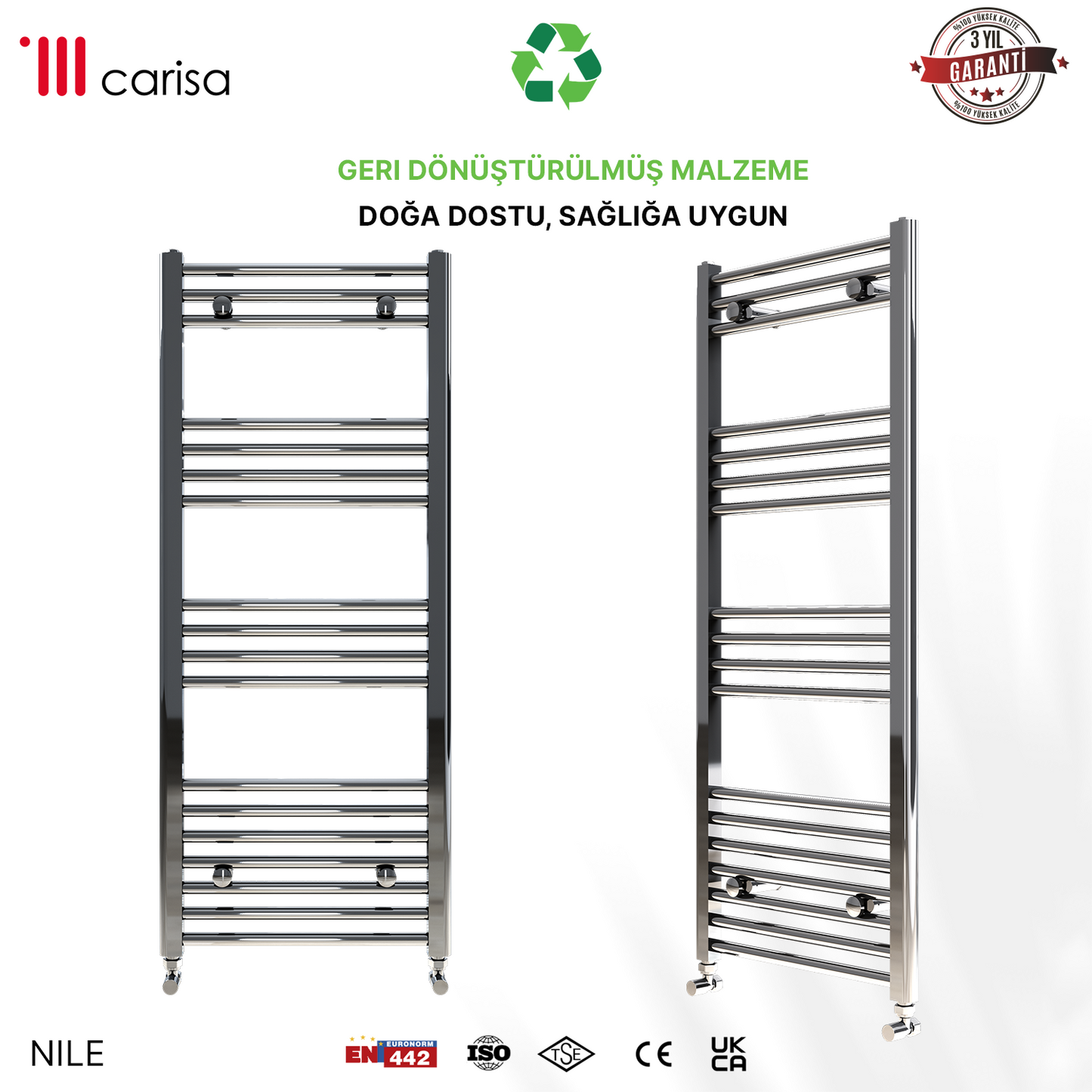 Carisa Nile Elektrikli Çelik Havlupan Antrasit Dijital Fişli Kit - 70×50 cm (300 watt)
