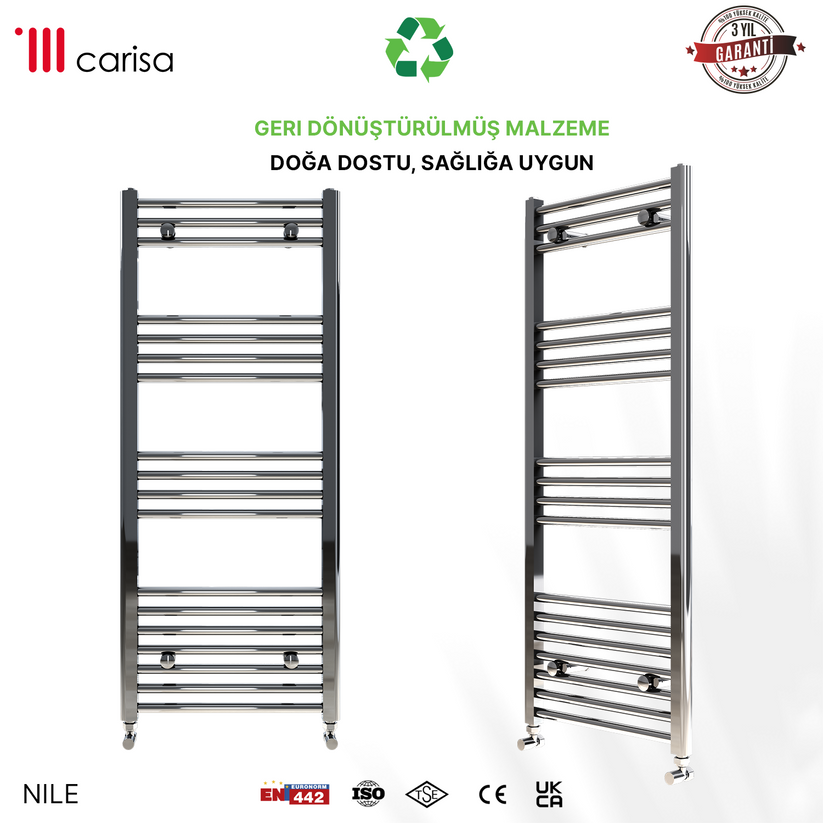 Carisa Nile Elektrikli Çelik Havlupan Antrasit Dijital Fişli Kit - 70×50 cm (300 watt)
