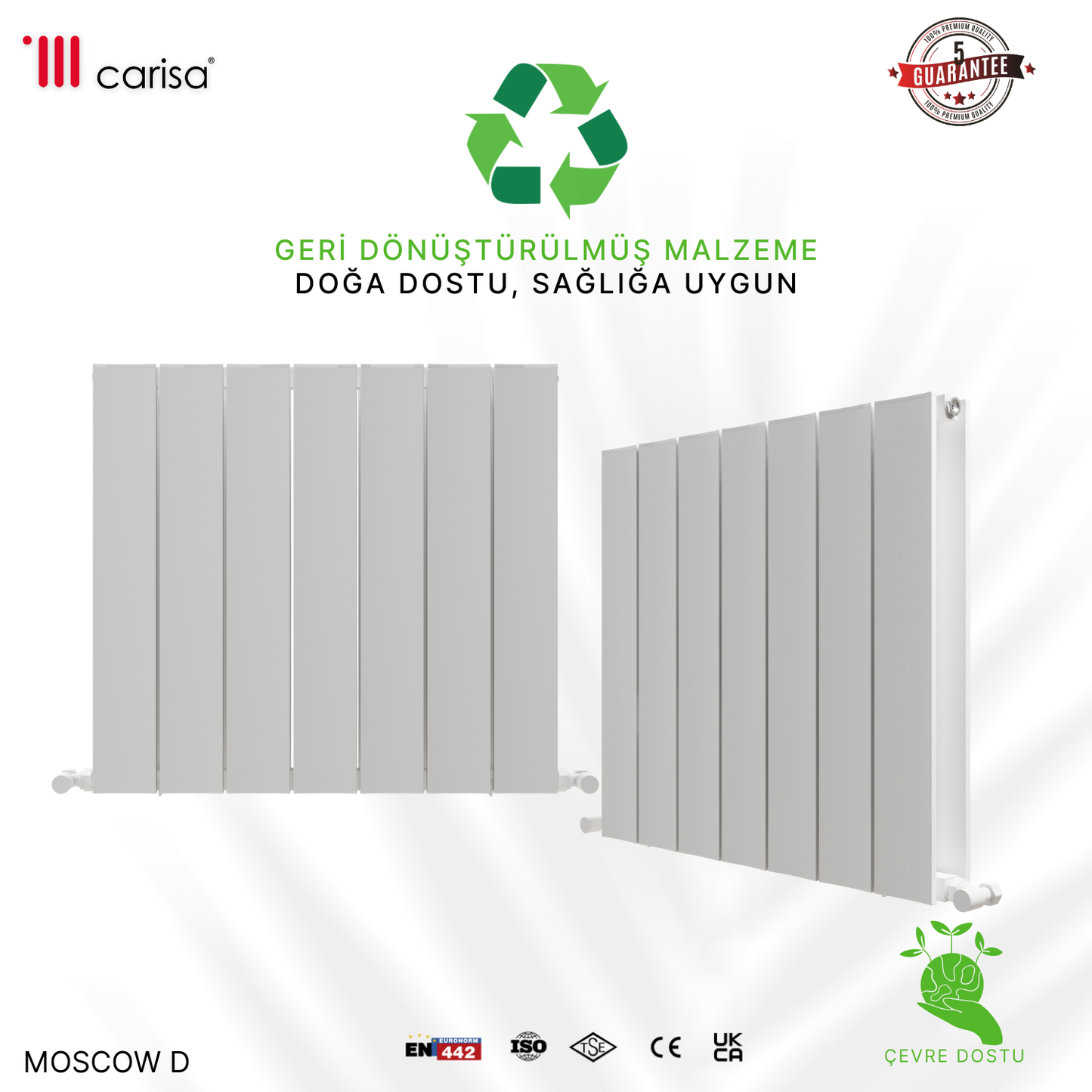 Carisa Moscow D Yatay Alüminyum Radyatör Modern Tasarım Beyaz