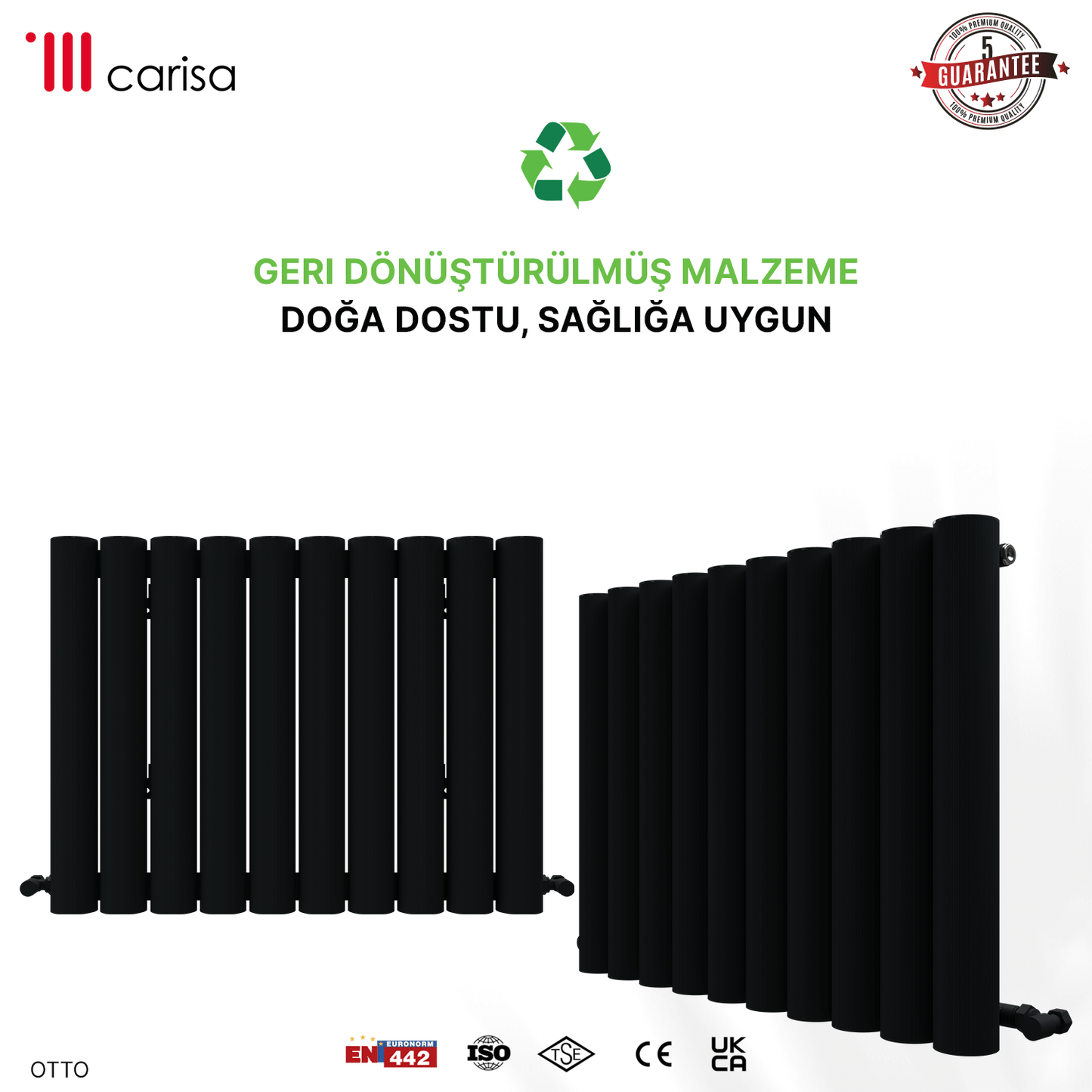 Carisa Otto Yatay Alüminyum Radyatör Modern Tasarım Antrasit