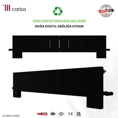 Carisa Elvino Floor Yatay Alüminyum Radyatör Modern Tasarım Siyah