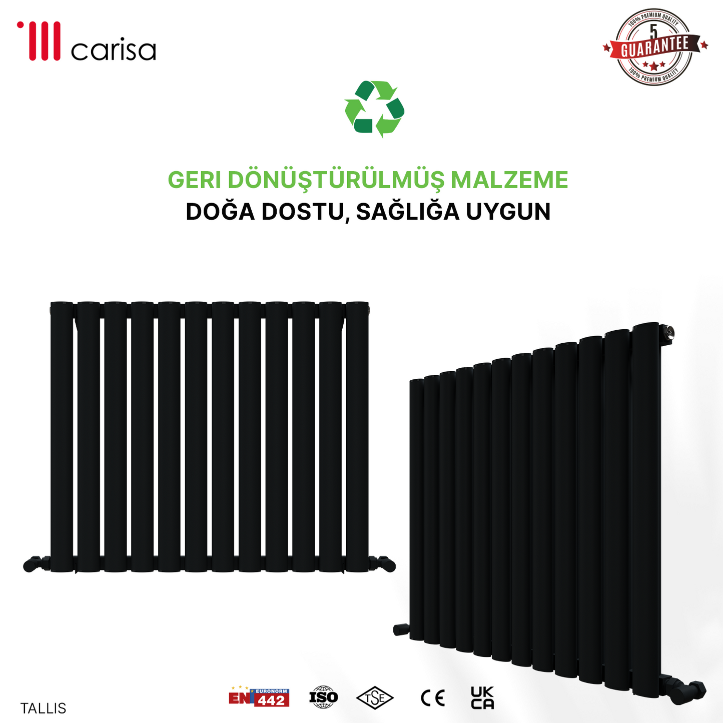 Carisa Tallis Yatay Alüminyum Radyatör Modern Tasarım Antrasit
