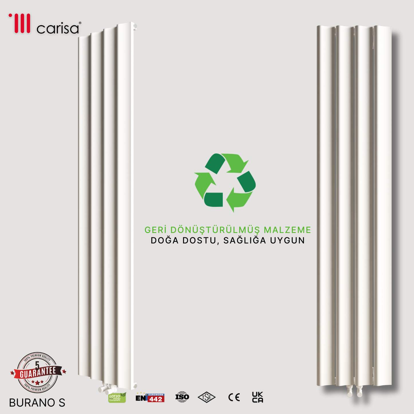 Carisa Burano S Dikey Alüminyum Radyatör Modern Tasarım Beyaz