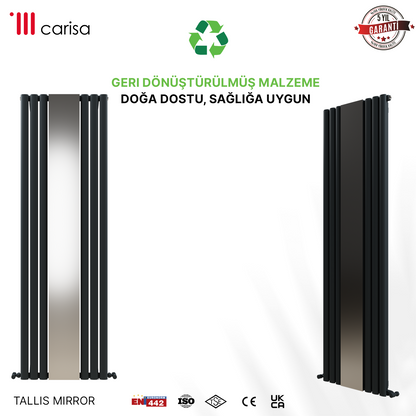 Carisa Tallis Mirror Dikey Alüminyum Radyatör Modern Tasarım Siyah - Carisa