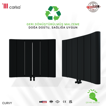 Carisa Curvy Yatay Alüminyum Radyatör Modern Tasarım Siyah