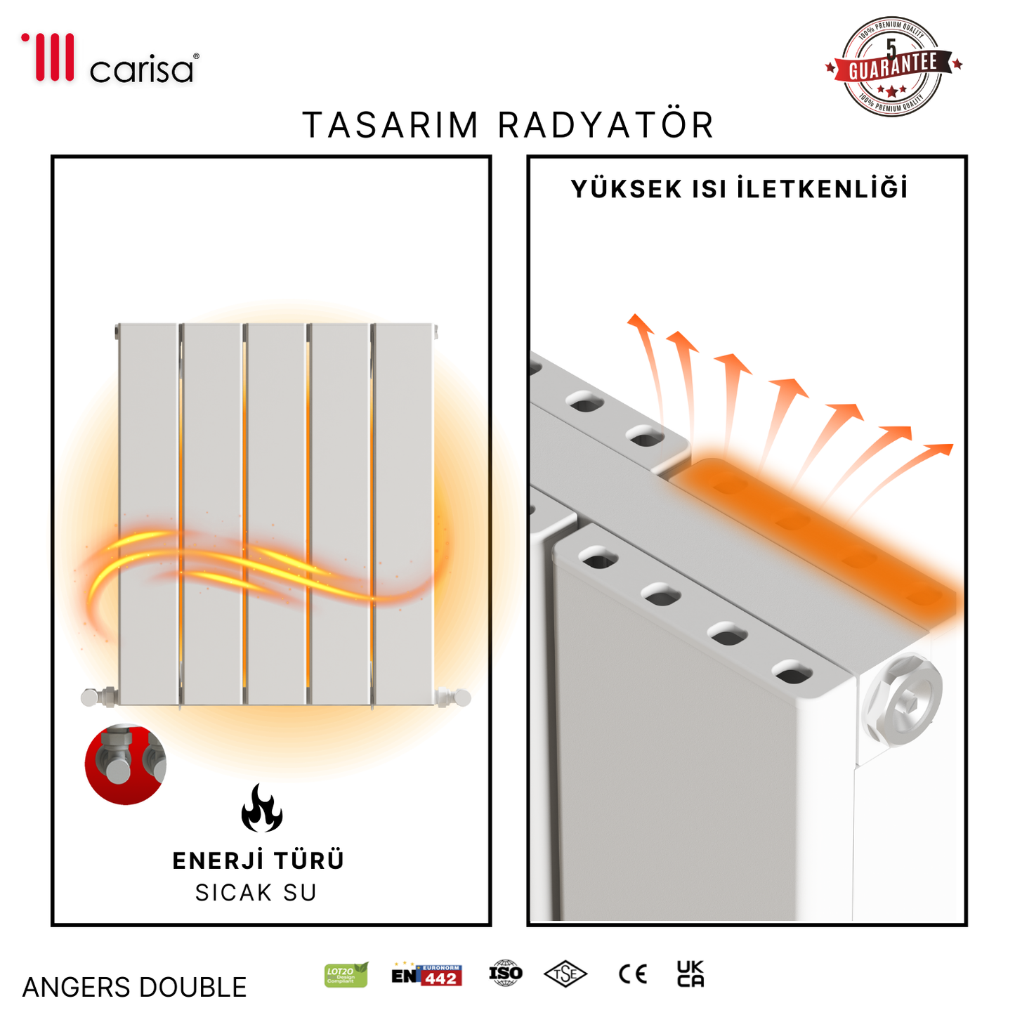 Carisa Angers Yatay Alüminyum Radyatör Modern Tasarım Beyaz