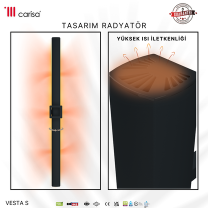 Carisa Vesta Single Elektrikli Havlupan Modern Tasarım Antrasit