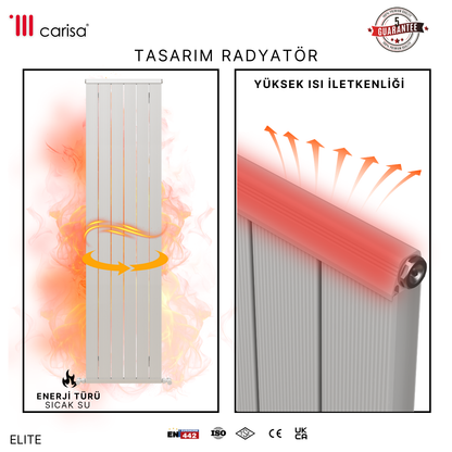 Carisa Elite Dikey Alüminyum Radyatör Modern Tasarım Parlak Beyaz