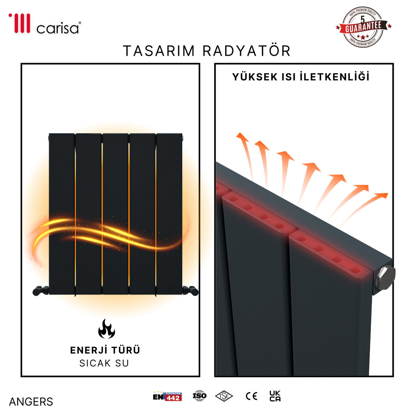 Carisa ANGERS 0600*0595*06/RAL 7016 KUMLU ANTRASİT/STANDART BAĞLANTI