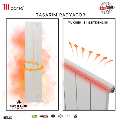 Carisa Nemo Dikey Alüminyum Radyatör Modern Tasarım Beyaz