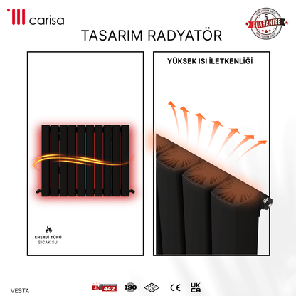 Carisa Vesta Yatay Alüminyum Radyatör Modern Tasarım Koyu Gri