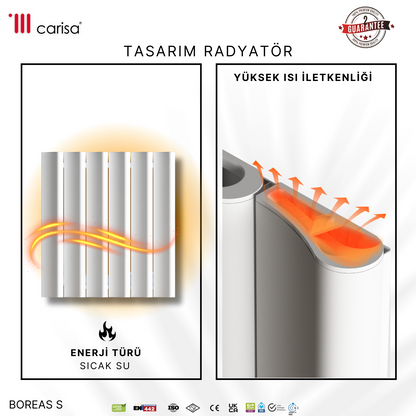 Carisa Burano S Yatay Alüminyum Radyatör Modern Tasarım Beyaz