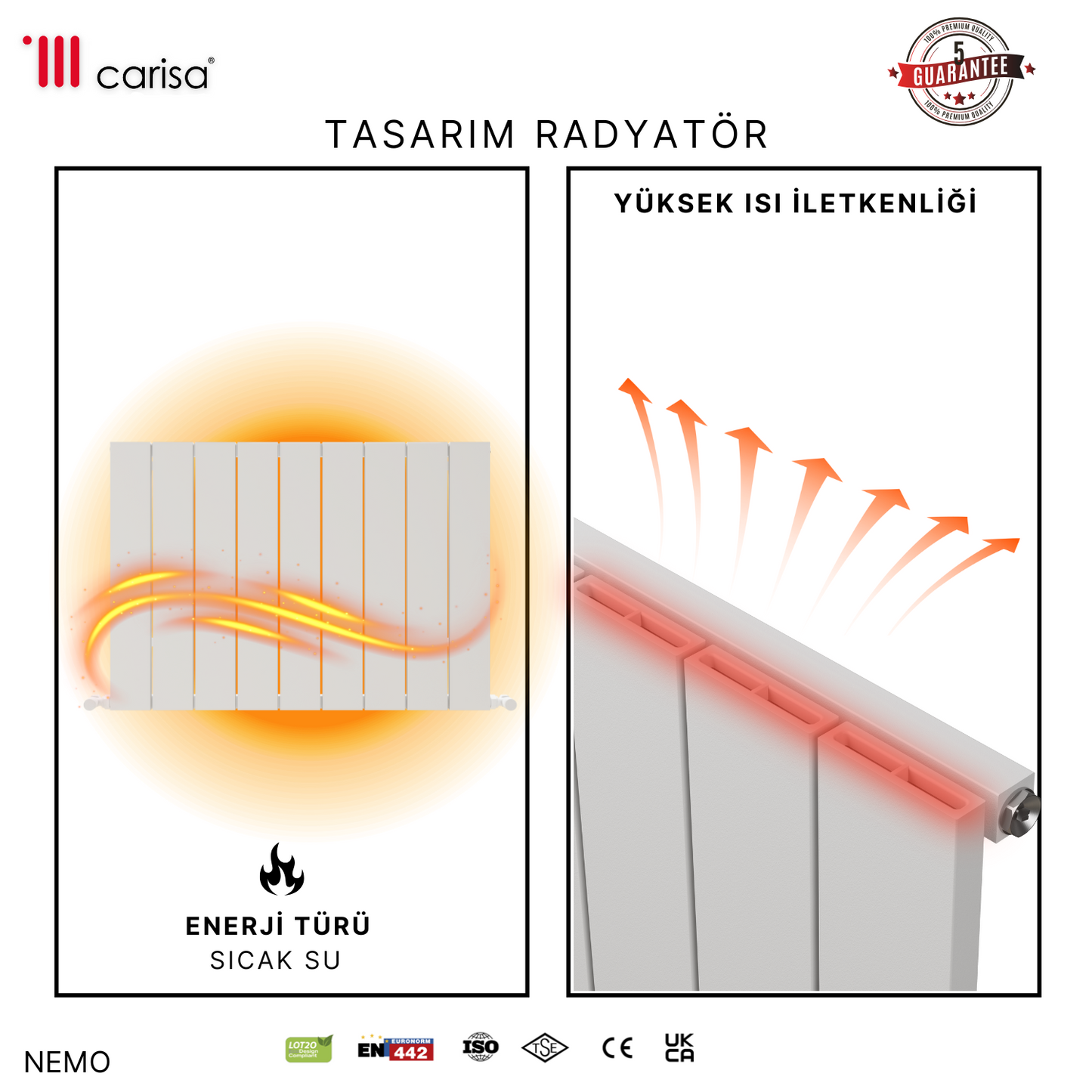 Carisa Nemo Alüminyum Radyatör Beyaz Standart Bağlantı