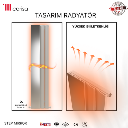 Carisa Step Mirror Dikey Alüminyum Radyatör Modern Tasarım Beyaz - Carisa