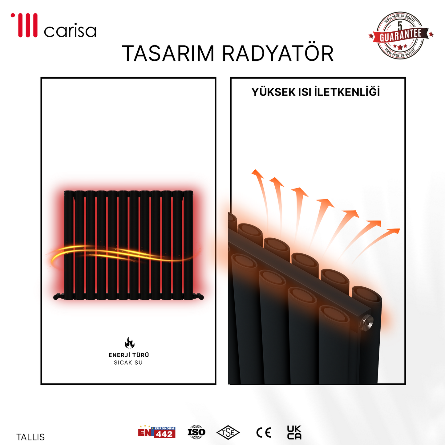 Carisa Tallis Double Alüminyum Radyatör Antrasit Standart Bağlantı