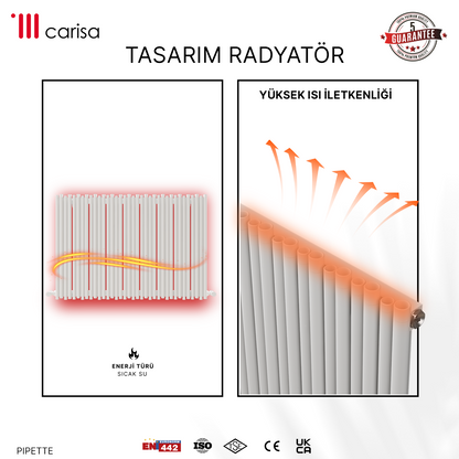 Carisa Pipette Yatay Alüminyum Radyatör Modern Tasarım Beyaz