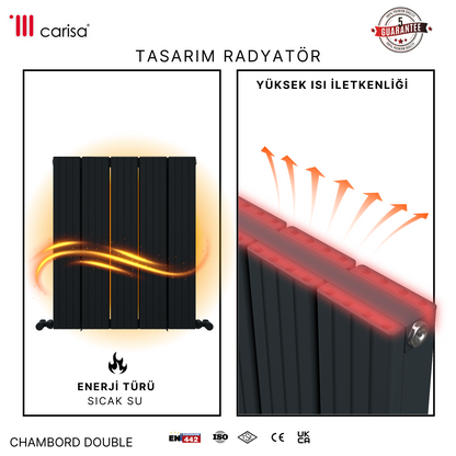 Carisa Chambord Double Yatay Alüminyum Radyatör Modern Tasarım Siyah