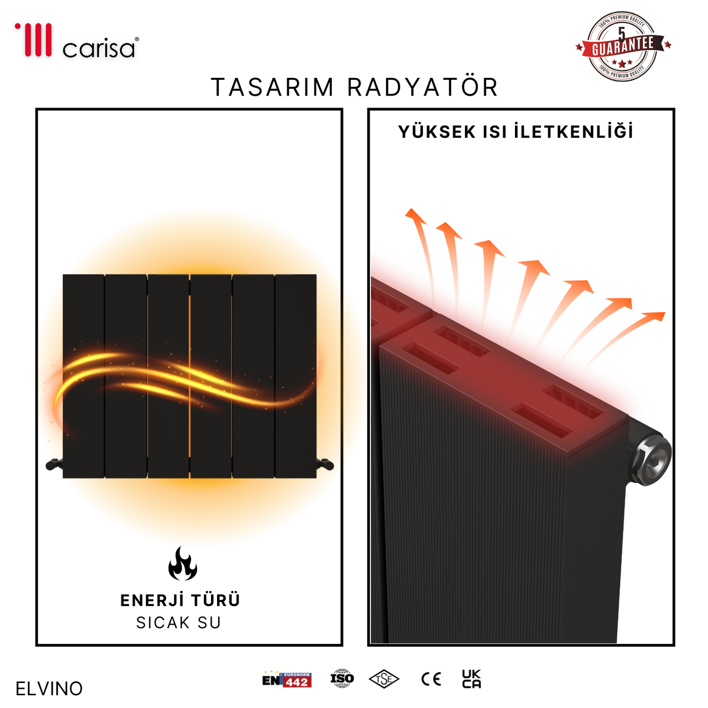 Carisa Elvino Alüminyum Radyatör Antrasit Standart Bağlantı