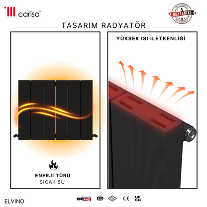 Carisa Elvino Alüminyum Radyatör Antrasit Standart Bağlantı