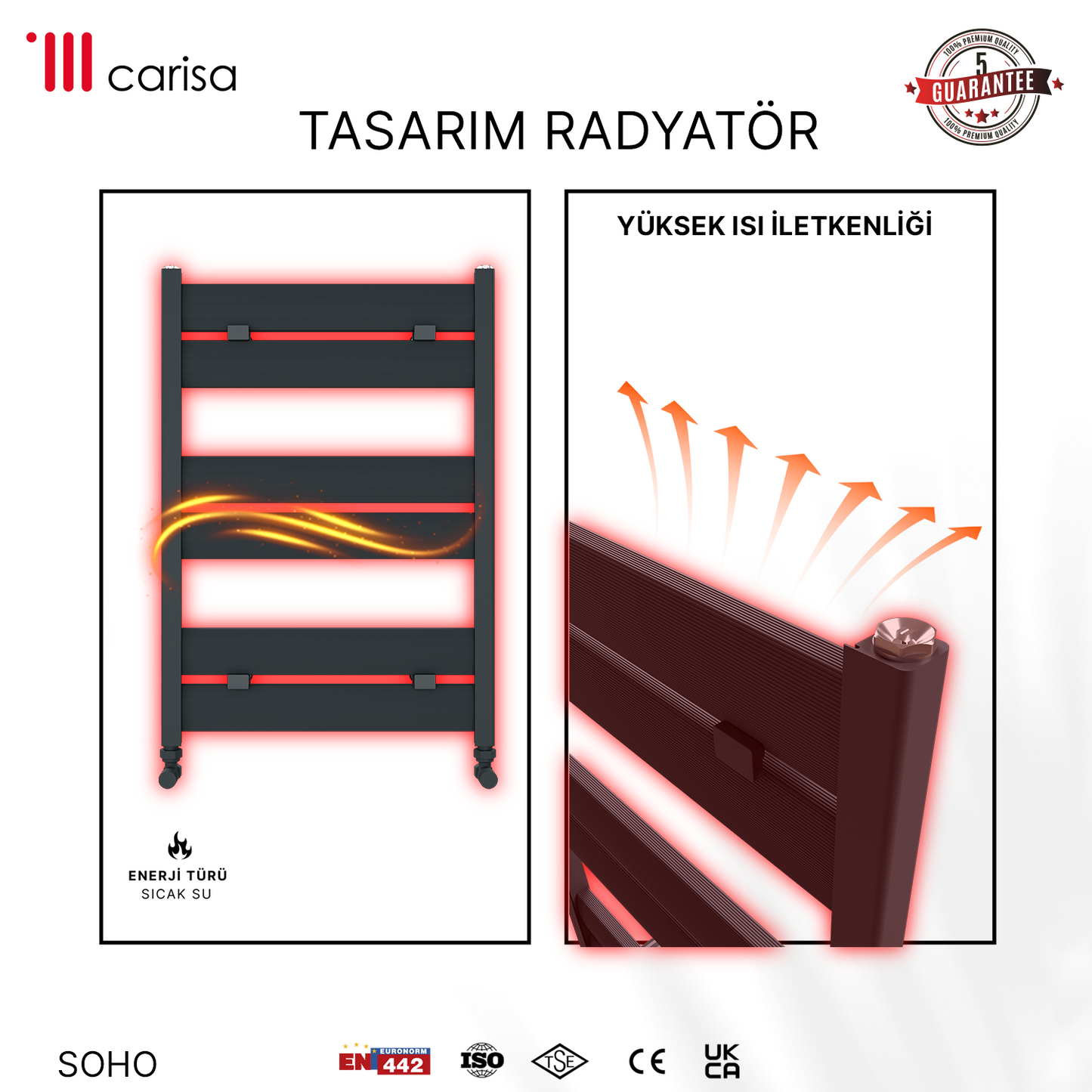 Carisa Soho Alüminyum Havlupan Modern Tasarım Antrasit