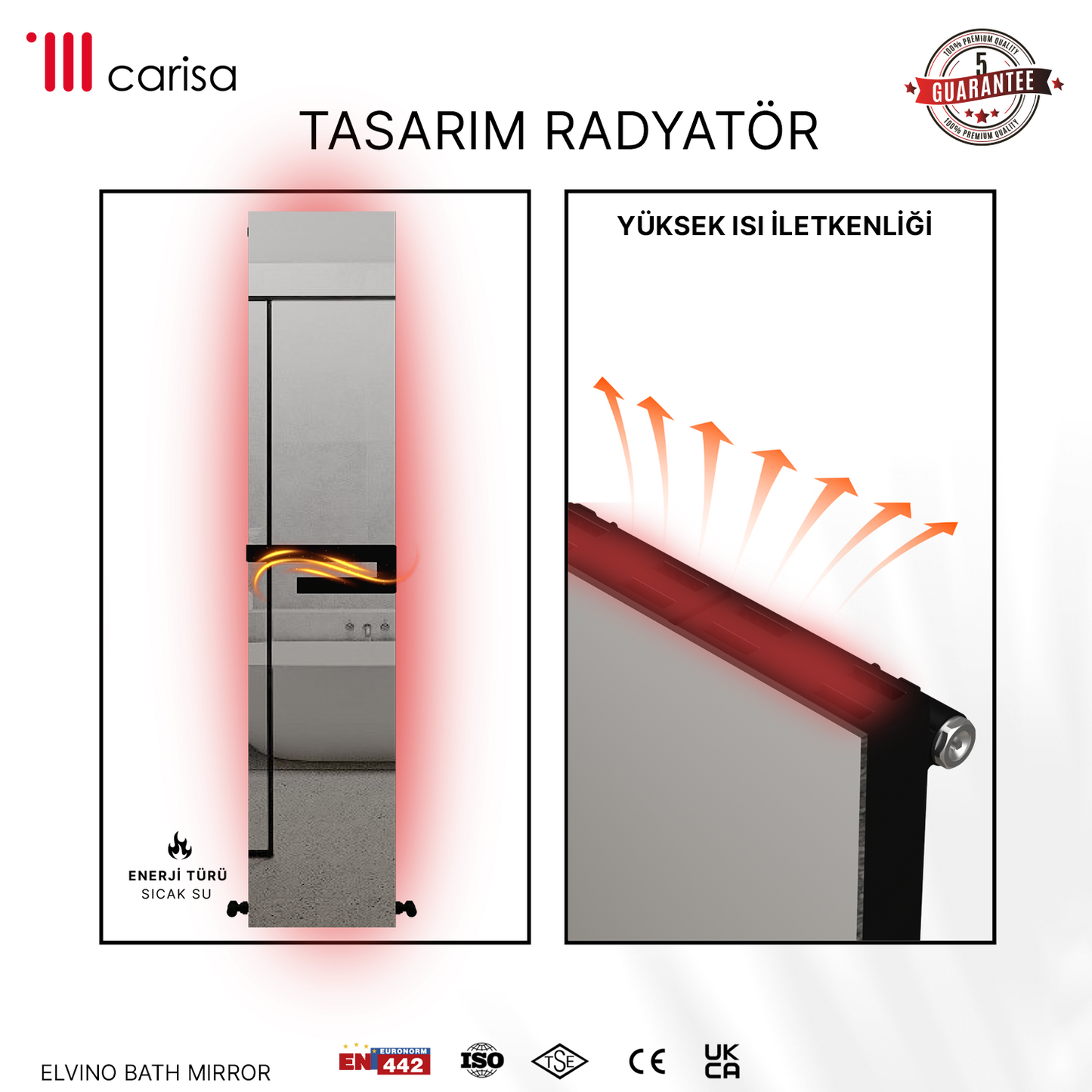 Carisa Elvino Bath Mirror Alüminyum Havlupan Modern Tasarım Siyah