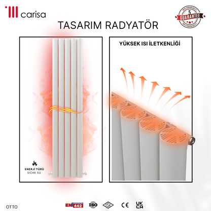 Carisa Otto Dikey Alüminyum Radyatör Modern Tasarım Beyaz
