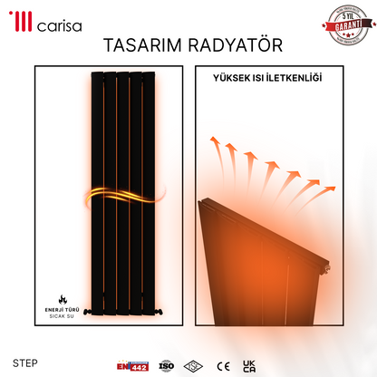 Carisa Step Dikey Alüminyum Radyatör Modern Tasarım Siyah - Carisa