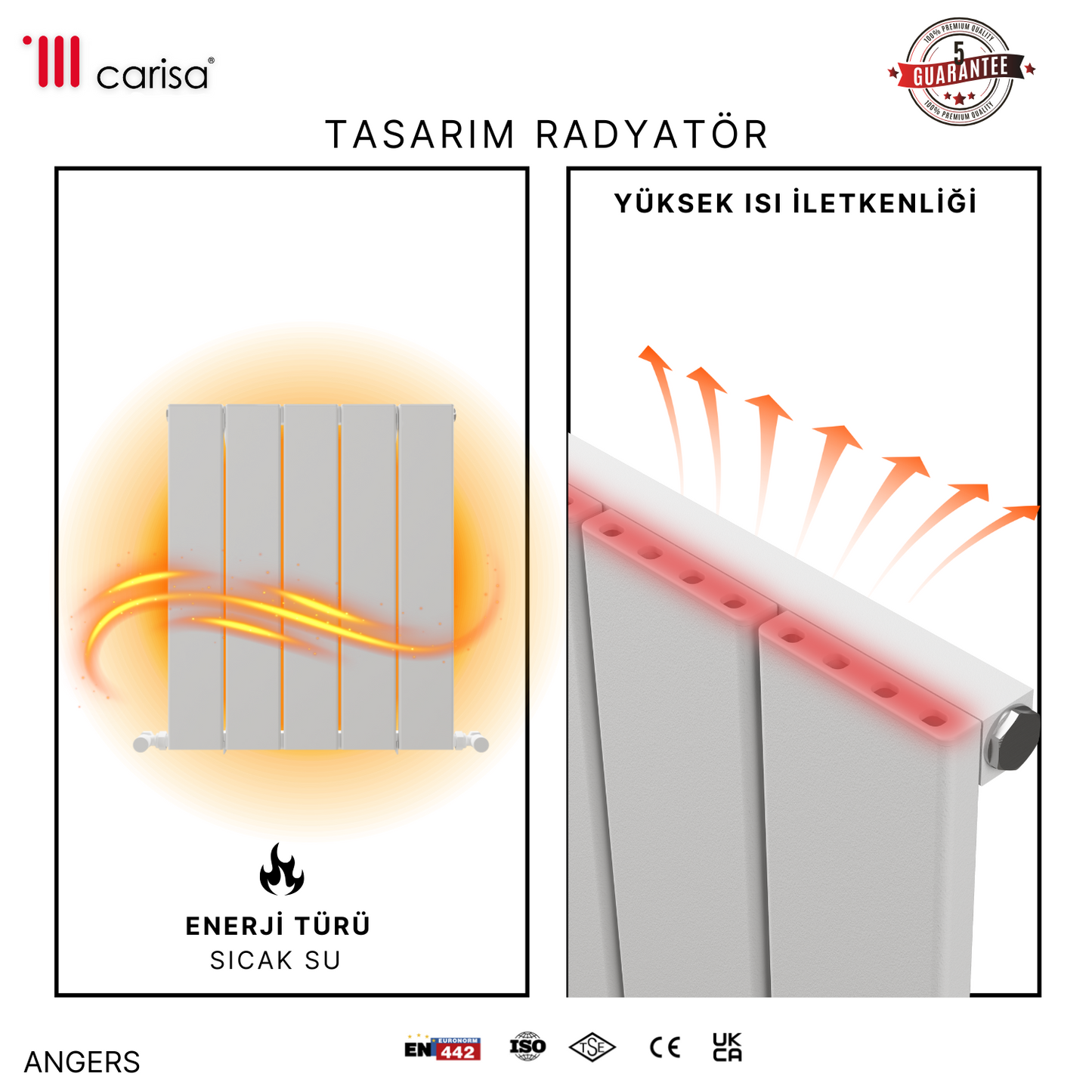 Carisa Angers Alüminyum Radyatör Beyaz Standart Bağlantı