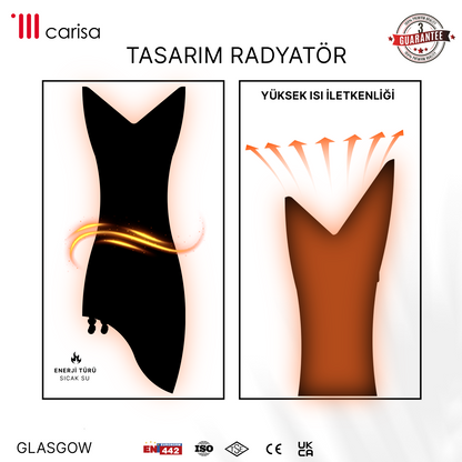 Carisa Glasgow Dikey İnce Tasarım Çelik Radyatör Modern Tasarım Siyah