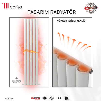Carisa Odessa Dikey Alüminyum Radyatör Modern Tasarım Beyaz