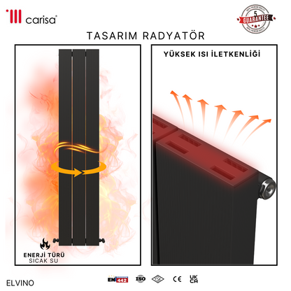 Carisa Elvino Alüminyum Radyatör Antrasit Standart Bağlantı