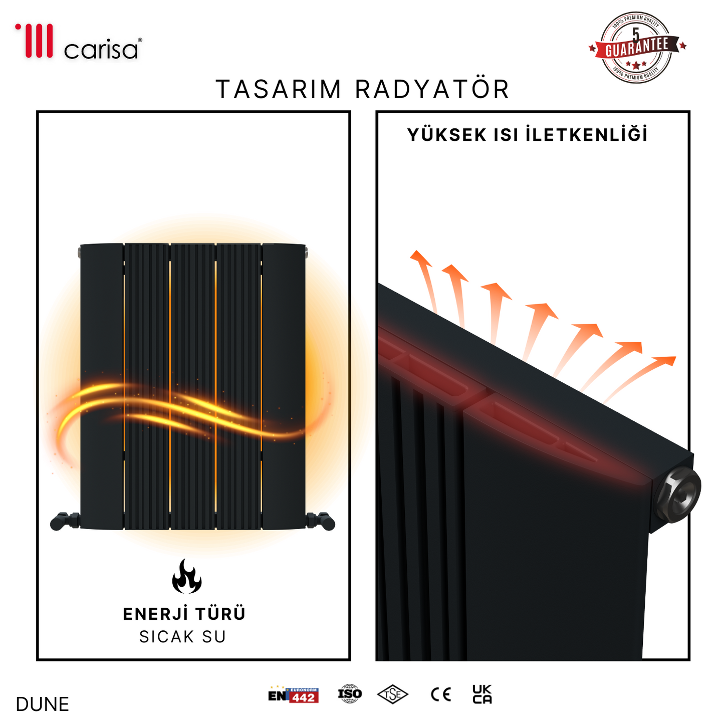 Carisa Dune Alüminyum Radyatör Siyah Standart Bağlantı