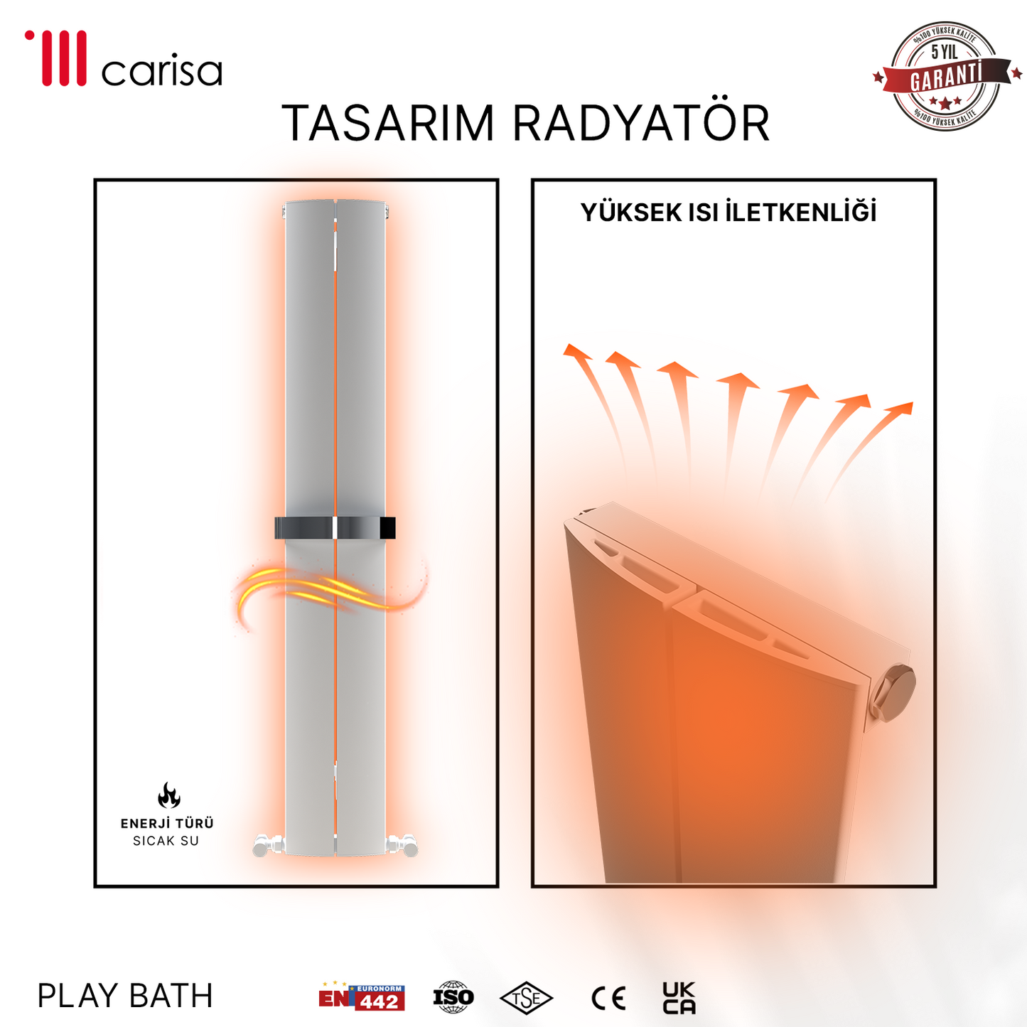 Carisa Play Bath Alüminyum Havlupan Modern Tasarım Beyaz