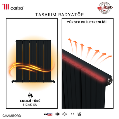 Carisa Chambord Yatay Alüminyum Radyatör Modern Tasarım Antrasit