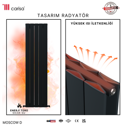 Carisa Moscow D Dikey Alüminyum Radyatör Modern Tasarım Antrasit