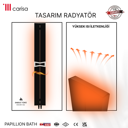 Carisa Papillion Bath Alüminyum Havlupan Modern Tasarım Siyah