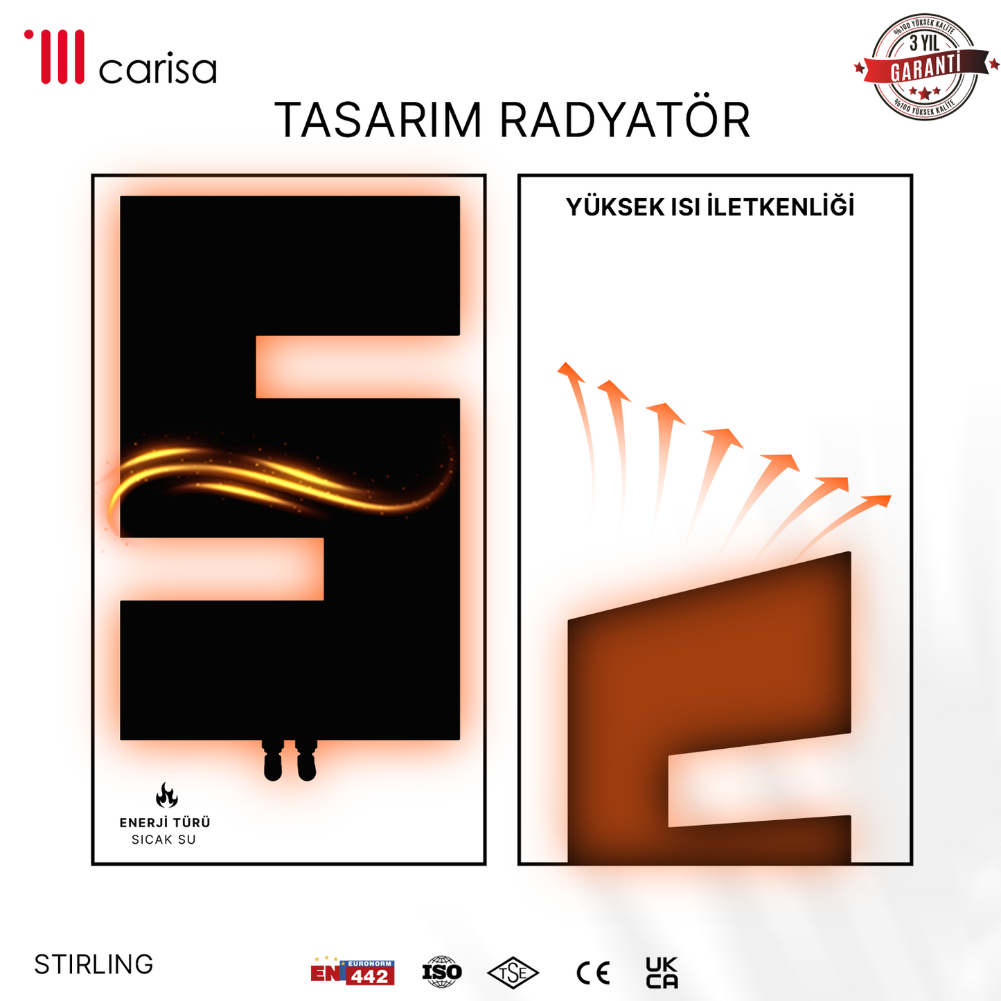 Carisa Stirling Dikey Çelik Havlupan Modern Tasarım Siyah