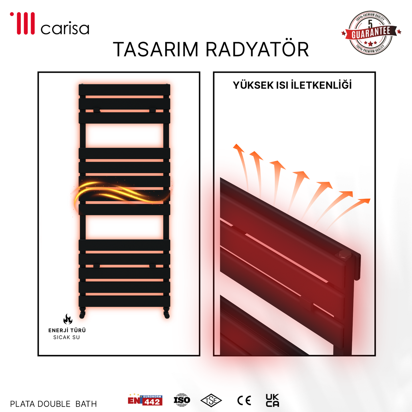 Carisa Plata Double Bath Alüminyum Havlupan Modern Tasarım Siyah