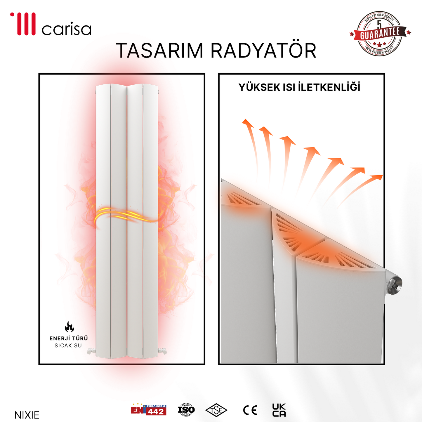 Carisa Nixie Alüminyum Radyatör Beyaz Standart Bağlantı